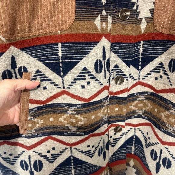 143 Story By Line Up Aztec Tribal Shacket Corduroy Western Button Down Size 2X - Picture 7 of 11